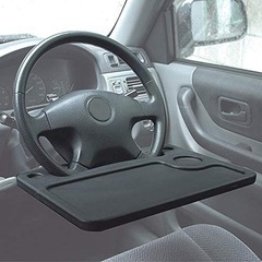 車用トレイ ハンドルテーブル フードトレイ 車用 リバーシブル 切替 兼用 ドリンクホルダー 車用ハンドルテーブル テーブル フードトレイ ステアリングトレイ ドライビングステーション オフィス ダイニング PC タブレット (ブラック)の画像