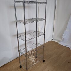 【交渉中】No.301　スチールラック　５段　キャスター付き　幅59cm（豊橋市収集業務課リユース家具）の画像
