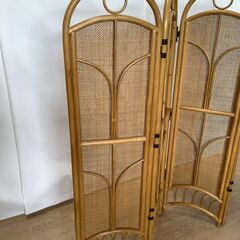 No.326　ラタン　衝立　４連（豊橋市収集業務課リユース家具）の画像