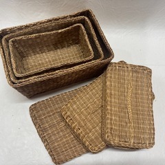 シーグラスかご小物入れ3点セット(入れ子式)の画像