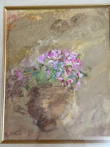 【額装済】真作保証 大和修治 蓮華草 油彩 3号