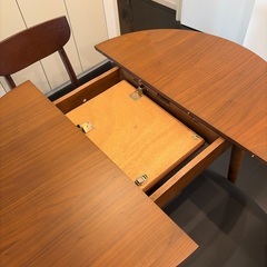 ダイニングセット 伸縮 テーブル 幅90cm~120cm 天然木　円形の画像