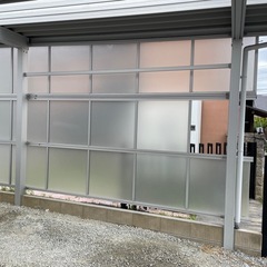 中古品 カーポート 折板屋根 採光ポリカーボネート 三山  ガレージ 2台駐車 の画像