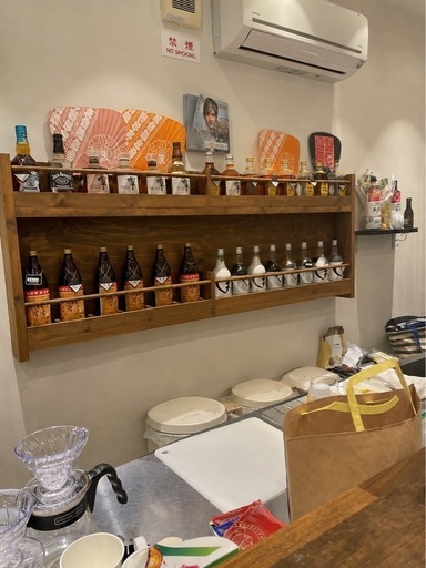 オーダーメイド　【カフェ・BAR風 木製壁掛け棚（ボトル棚）】