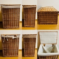 収納バスケット　木のかご　蓋つき　インテリア　シンプルの画像