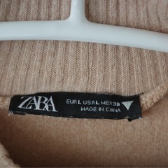 ZARA ベージュ 半袖ニット Lサイズの画像