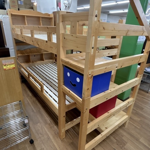【?買取市場 柴田店】 I386 ? ジモティー限定価格！ 天然木 マーク・エックス 2段ベッド ⭐ クリーニング済