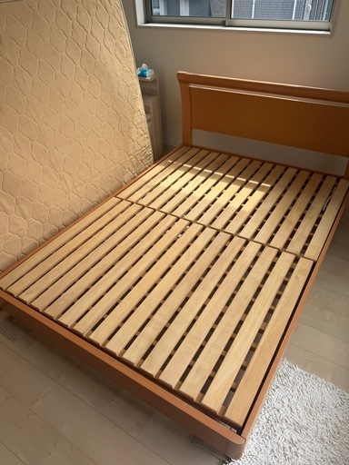 木製ダブルベッド マットレス付き すのこベッド ダブルサイズ