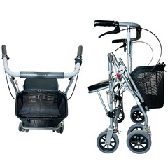 睦三 シルバーカー 折りたたみ式 カゴ いす付きの画像