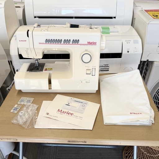 【美品‼️】シンガー 電動ミシン マリー 5003 パワフルミシン 裁縫 取扱説明書＆カバー付き♪