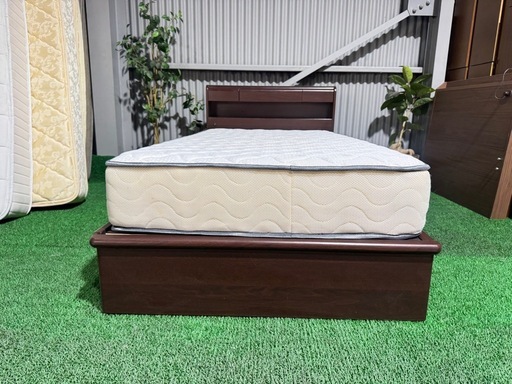 ?激安??自社配送?収納付き　シングルベッド　マットレスセット　