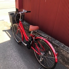 【京都発】京の楽チャリ　電動アシスト自転車　ヤマハ　26インチ　PASシティ　赤色の画像