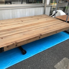 昇降式テーブル 木目 ウッドテーブルの画像