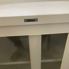 Chitose ガラス扉付きスチール収納キャビネット 鍵かけにくい 汚れ傷ありの画像