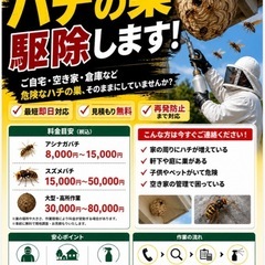 🐝 蜂の巣でお困りなら即対応！ スズメバチ・アシナガバチ・…