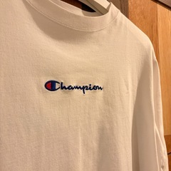 Champion チャンピオン ロンT 白 L 刺繍ロゴ 長袖 Tシャツ メンズの画像
