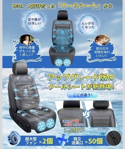 クールシート 車 シートクーラー無段階風量調節 革新素材 129×50