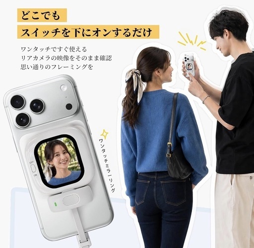 Phone用自撮りモニター,自撮りスクリーン 超薄型 iPhone背面カメラ