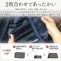 昭和西川 Showa Nishikawa 2枚合わせ毛布 シングル ブルー 洗浄消毒済み 中古品 140×200cmの画像