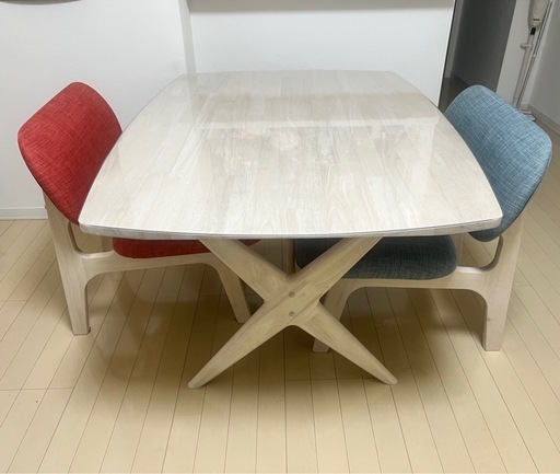 【受け取り先決まりました】ニトリ ダイニングテーブル RELAX 120WW ロータイプダイニングセット 椅子2脚・FPマット付き
