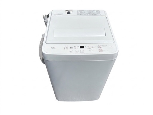 ?【2024年製】ヤマダオリジナル 全自動洗濯機 RORO 4.5kg YWM-T45LW 一人暮らしにおすすめ
