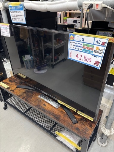配送可【ＬＧ】43V液晶テレビ（訳アリ）★2021年製　クリーニング済み/6ヶ月保証付き【管理番号11205】く