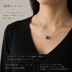 黒蝶真珠 一粒ネックレス】シルバーグレー系 南洋真珠 ユニセックス シンプルデザインの画像