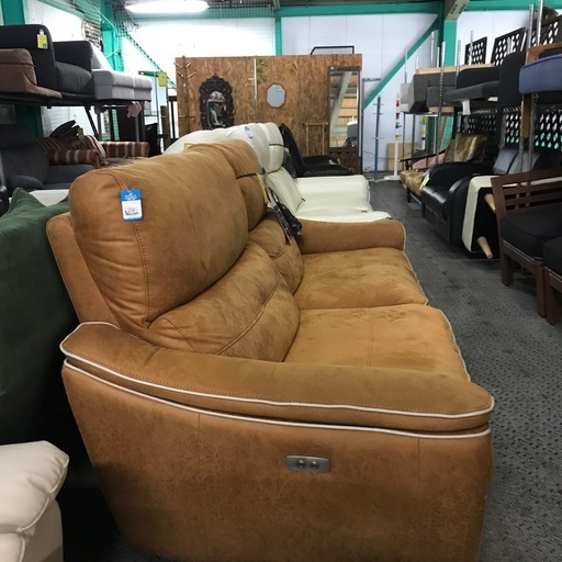 ジャングルジャングル貝塚店　電動ソファ　ソファー　2人掛け　2人用　関家具　バッジオ　ブラウン　レザーテックス　オシャレ　快適　インテ