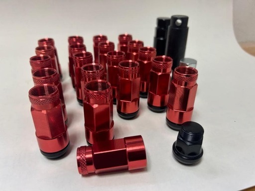 2ピースアルミハイブリットナット ネジ部スチール M7L M12x1.5 レッド