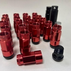 2ピースアルミハイブリットナット ネジ部スチール M7L M12x1.5 レッドの画像