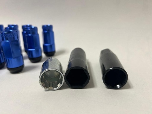 2ピースアルミハイブリットナット ネジ部スチール M7L M12x1.5 ブルー