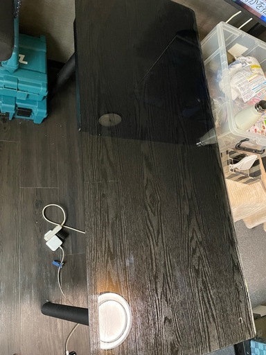 デスク　引き出し付き　ガラスカバー