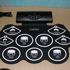 値下げ！！非常に状態は良いです！！新品同様品！！Carina 電子ドラム ポータブルドラム 充電式 スピーカー内蔵 フットペダル イヤホン 日本語説明書の画像