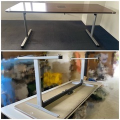 会議用　作業用　配線口付き　木目調　在庫4台　1台2,200円　中古品　サイズ(約)全長180cm×奥行き75cm×高さ70cm　の画像