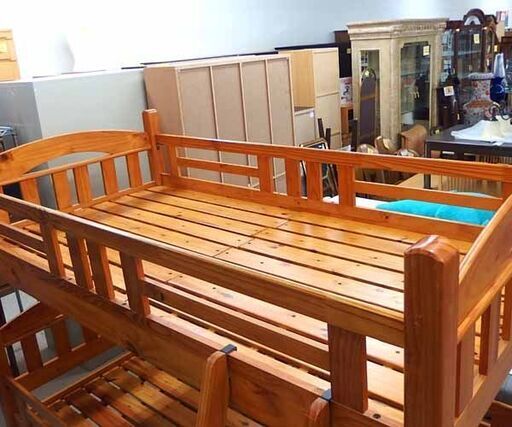 2段ベッド シングルサイズ はしご付き 木製 ナチュラルブラウン 家具 ☆ 札幌市 北区 屯田 
