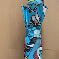 【19cmセット】キッズ レインブーツ（長靴）＆ 傘（乗り物柄）※傘のマジックテープ弱めの画像