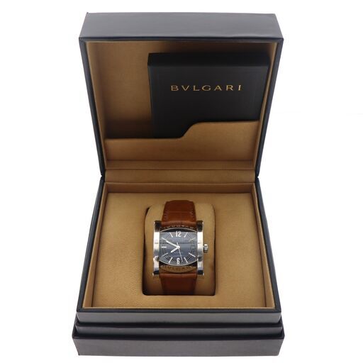 【美品】BVLGARI アショーマ AA44S 自動巻き メンズ 腕時計 純正レザーベルト 箱・冊子付