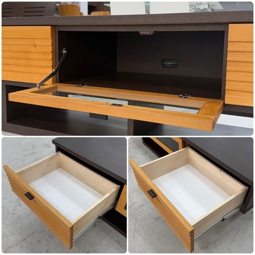 【美品‼️】GART(ガルト) 160cm幅ローボード テレビ台 リビング収納家具 アルダー無垢材 ブラウン♪