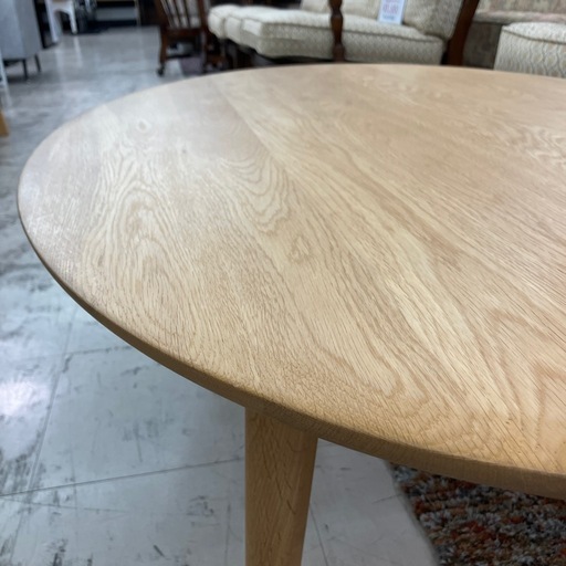 中古美品　天然無垢オーク材　楕円センターテーブル　ナチュラル　メーカー不明　幅110cm 公田店