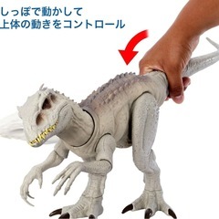 マテル ジュラシックワールド(JURASSIC WORLD) スーパーアクション！ひかる インドミナス・レックス【恐竜 おもちゃ】【全長:約60cm】 【4才~】 の画像