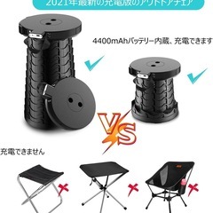 【PSE認証済み】 2-IN-1 折りたたみ椅子 充電可能 折り畳み椅子 の画像