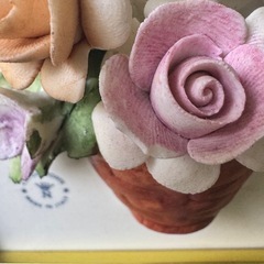 イタリア製 CAPODIMONTE 陶花アート 額入りの画像