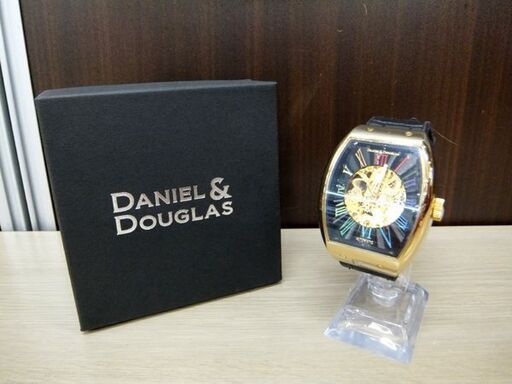 DANIEL&DOUGLAS DD8808-GPCRBK 自動巻き 腕時計 メンズ ゴールド スケルトン 防水 機械式 ラバーベルト 