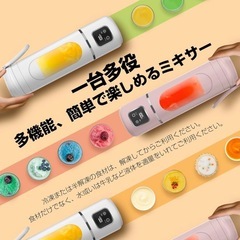 未使用 ミキサー 小型 ジューサー 回転刃4枚 携帯式 3重安全装置 30000回/分高速回転 500mlボトル 3段階モード Type-c充電式 一台多役の画像