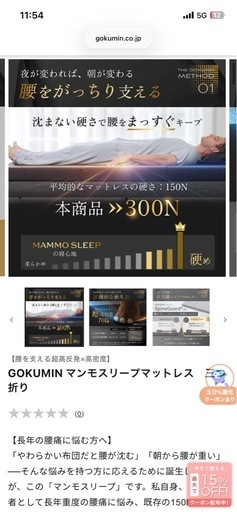 【腰を支える超高反発×高密度】GOKUMIN マンモスリープマットレス　三つ折り 