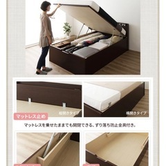 RASIK 日本製 ガス圧跳ね上げベッド（棚付き・縦開き）：アイボリーの画像