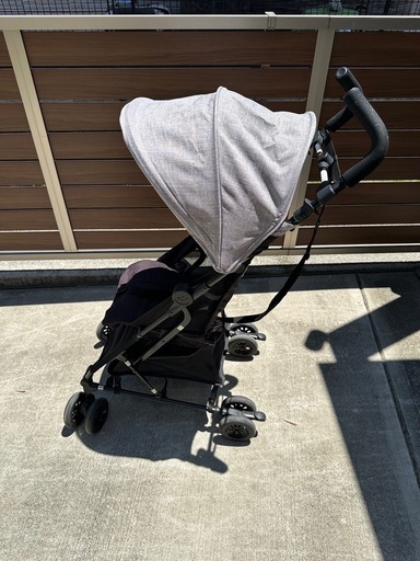 軽量 B型ベビーカー バギー 折りたたみ ドリンクホルダー付き グレー 