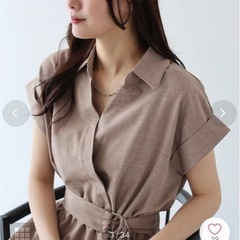 ブルーイースト BLUEEAST カシュクールシャツワンピース（ベージュの画像