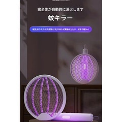 新品 電気蚊たたき 電撃殺虫ラケット ホワイト　2wayの画像