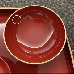 赤い漆器 お食い初め皿セットの画像